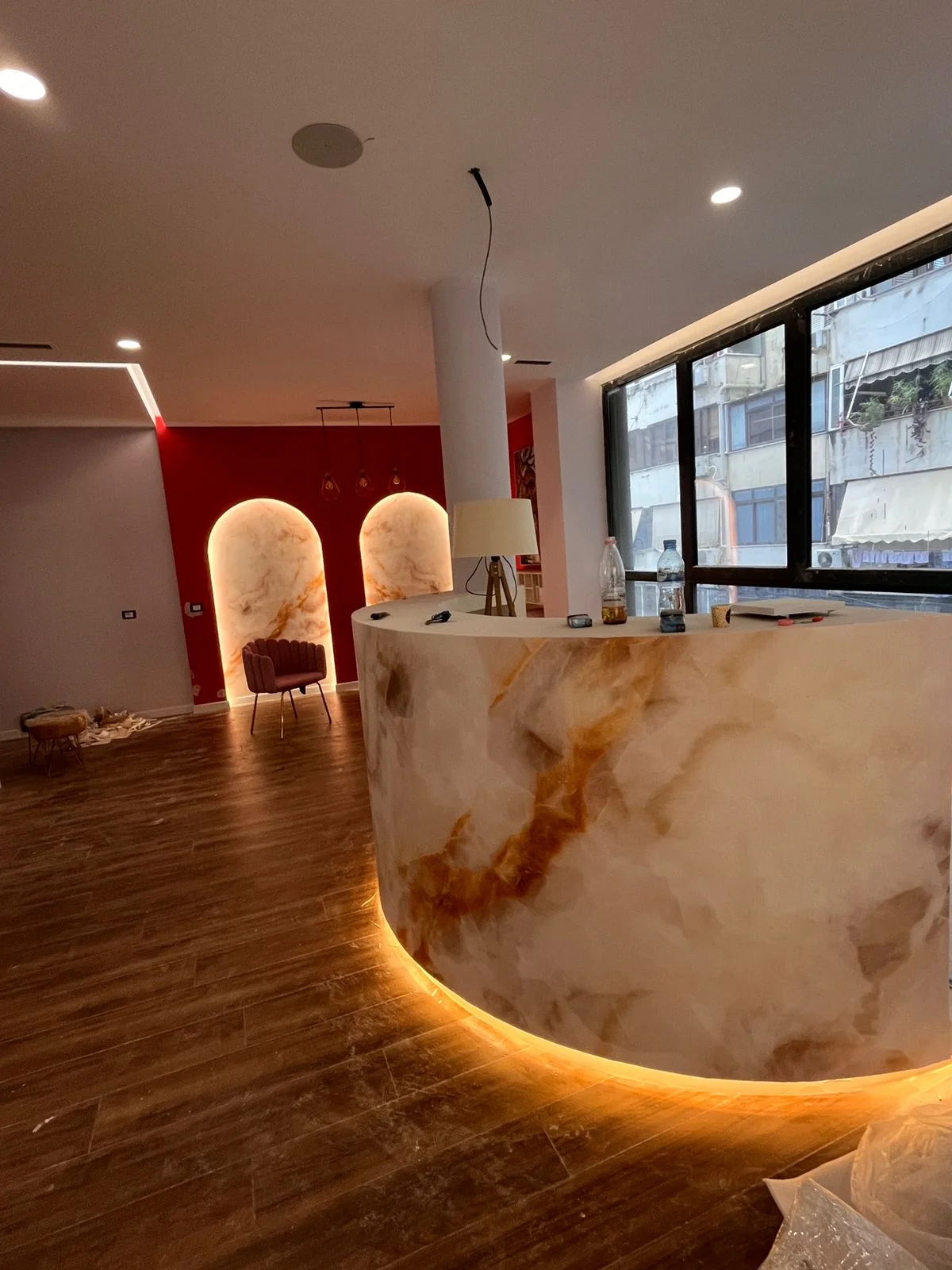 Reception with marble counter