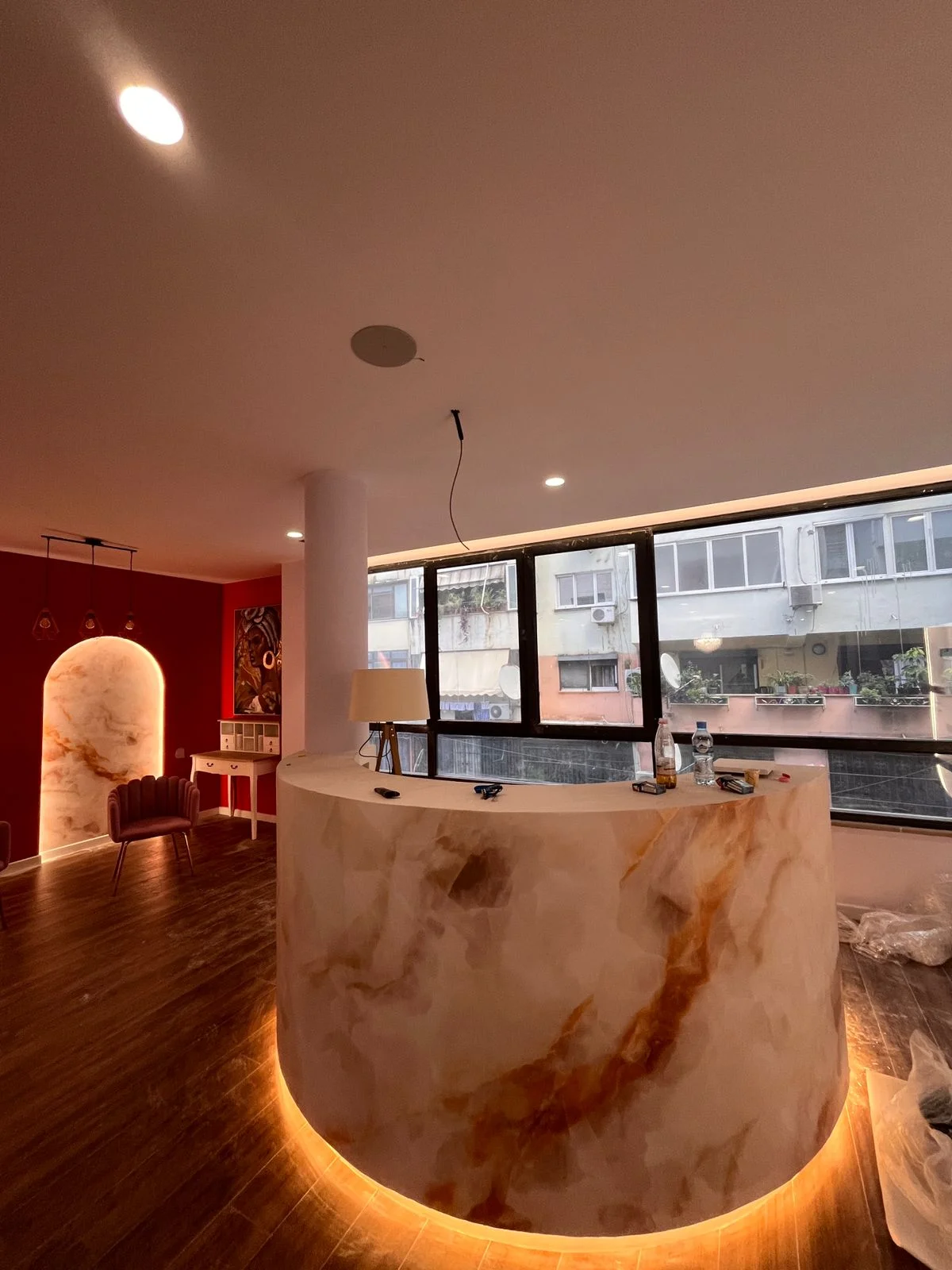 Marble counter with lighting